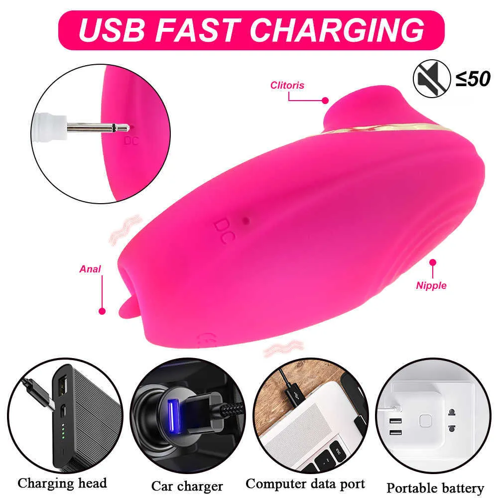 Carga USB Cunnilingus Vibrador Clítoris Vagina Pezón Masajeador Disfrute de la lengua Lamiendo Chupando Vibrador Triple Placer Juguete Sexual P2038444