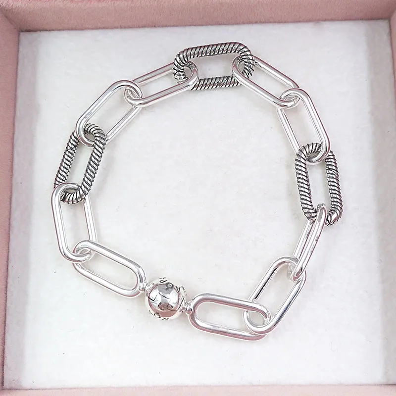 Pandora ME Link Serie Sieraden 925 Sterling Zilveren Armbanden Dames Snake Chain Charm Beads Sets voor Pandora met Logo Ale Bangle Kinderen Verjaardagscadeau 598373