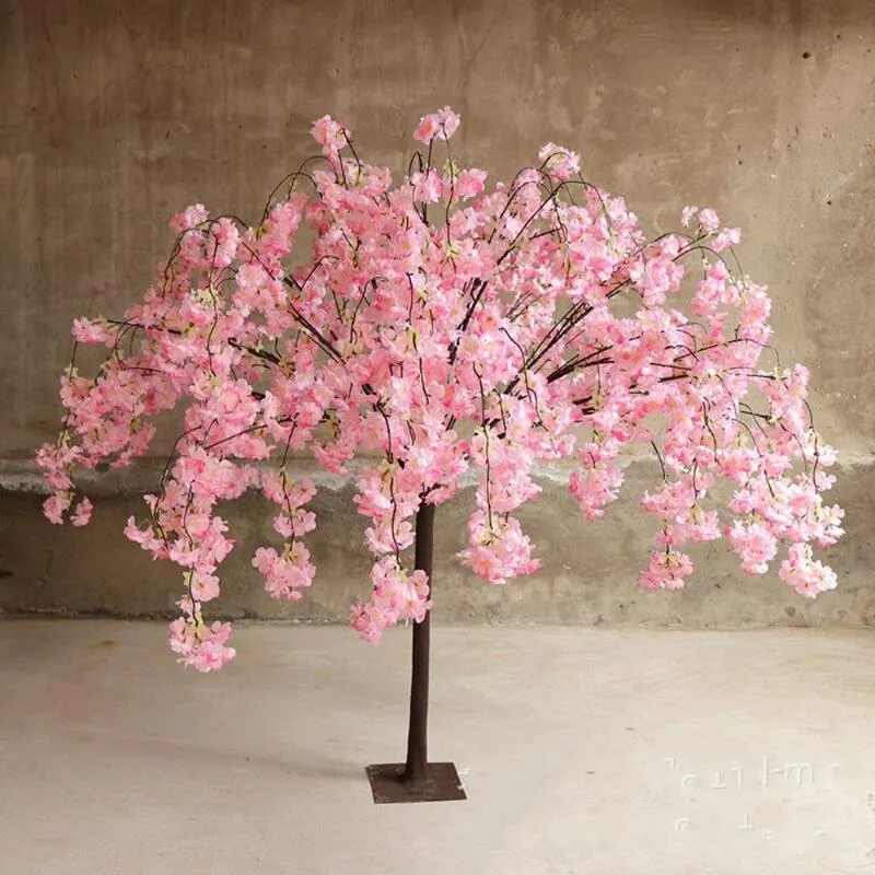 装飾的な花の花輪1 2m高さの人工桜のシミュレーション偽桃の願い樹木アート装飾品と結婚式センター289E
