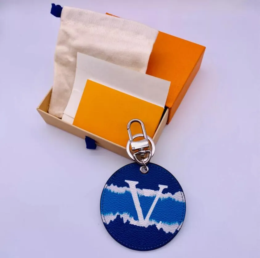 Merk designer Brief Print Blauw Roze Eenvoudige Auto Sleutelhanger Tas Hanger Charme Sieraden Sleutelhanger Houder PU Lederen Sleutelhanger Accessori180Q