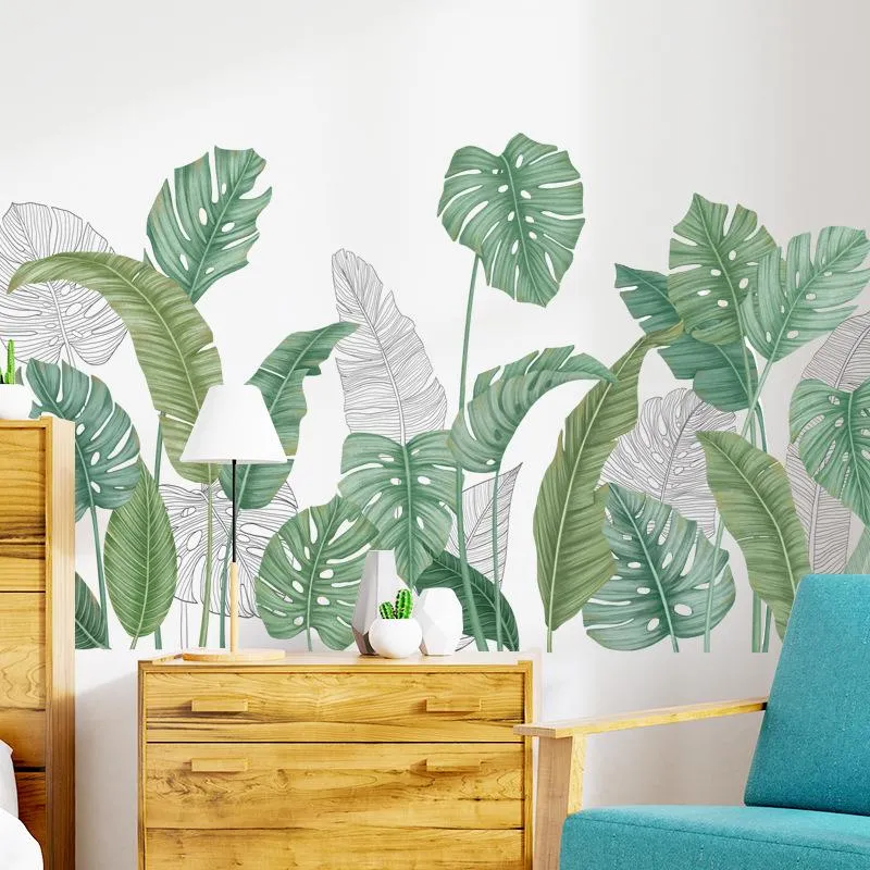 Наклейки на стену, 24 стиля, зеленые листья для спальни, гостиной, столовой, кухни, детские наклейки «сделай сам», дверные фрески244B
