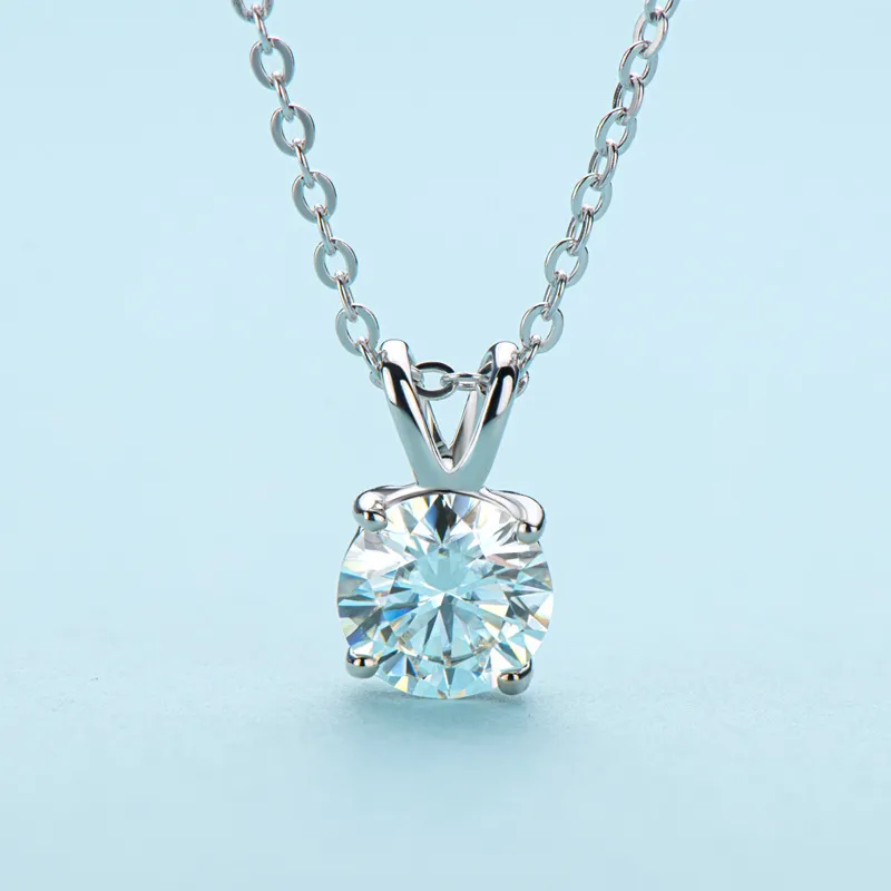 Authentiek Sterling Silver 925 ketting 2 ct Ronde solitaire zirconia diamant hanger vrouwen bruiloft sieraden verjaardagscadeau xd117249p