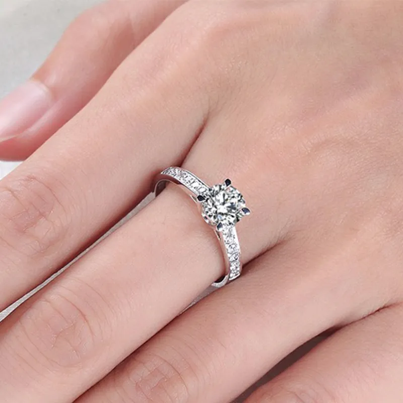 Natural 925 Silver Ring Women Engagement Luxury 1 0ct Lab Diamond Weddal Bridal Fine Jewelry Gift J-035310s