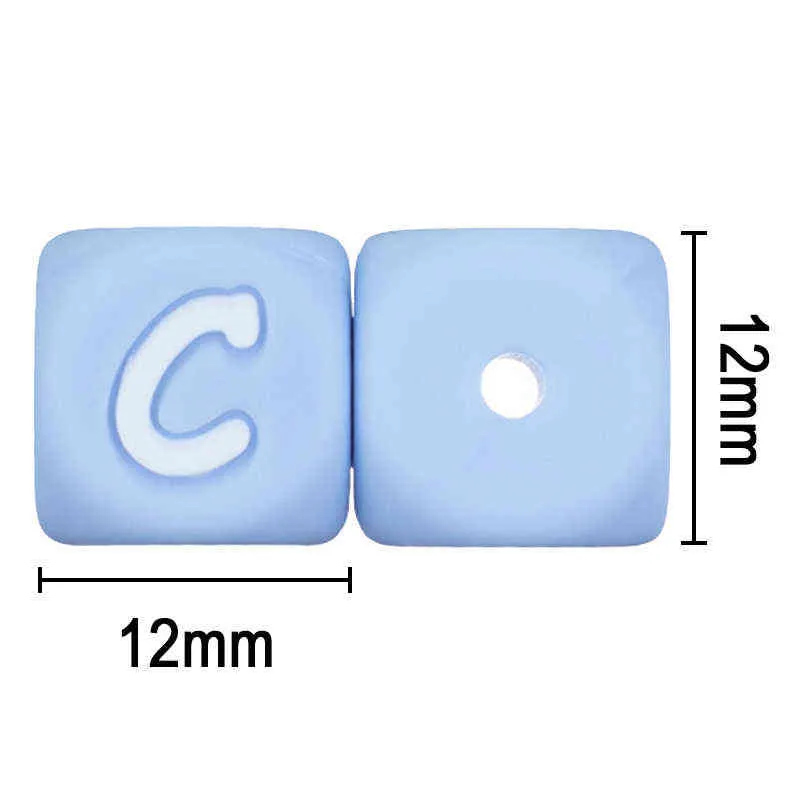 12mm perles de silicone alphabet anglais bricolage jouet molaire personnalisé sans BPA bébé anneau de dentition sucette chaîne accessoires 211106