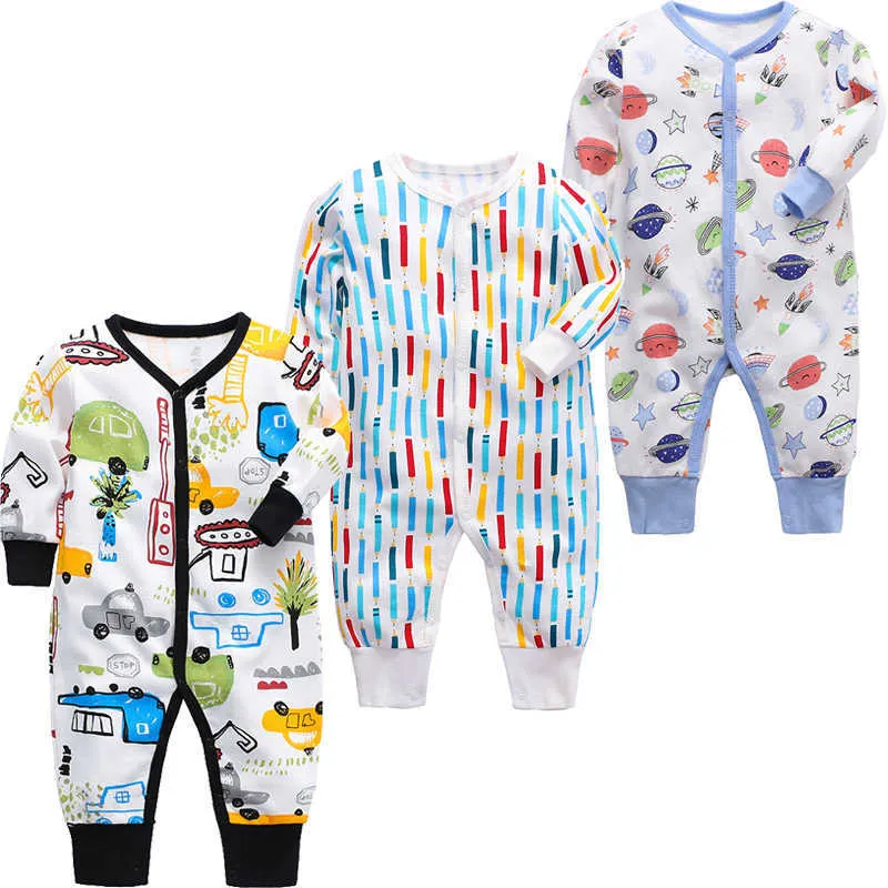 Unisex born Romper 1/2/Baby Girl Jumpsuit Spring Long Sleeves Boys Clothes Body Suit Cartoon 0-24M Infant Outfits 210722