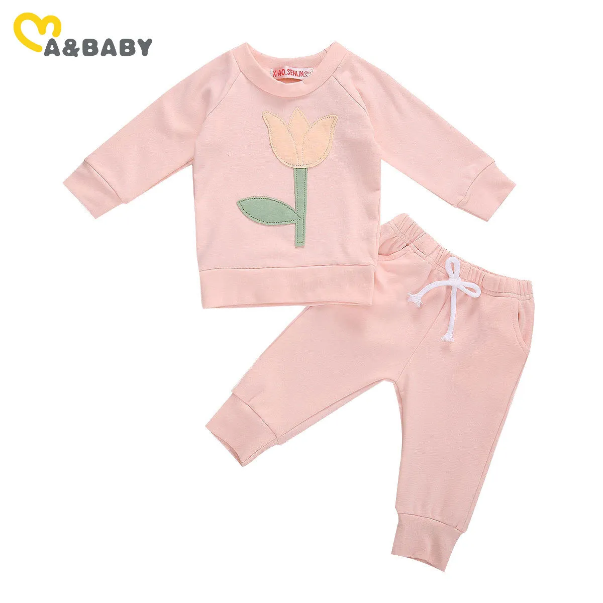 0-3Y Kleinkind geboren Baby Mädchen Kleidung Set Langarm Blume T-shirt Hosen Herbst Winter Outfits 210515