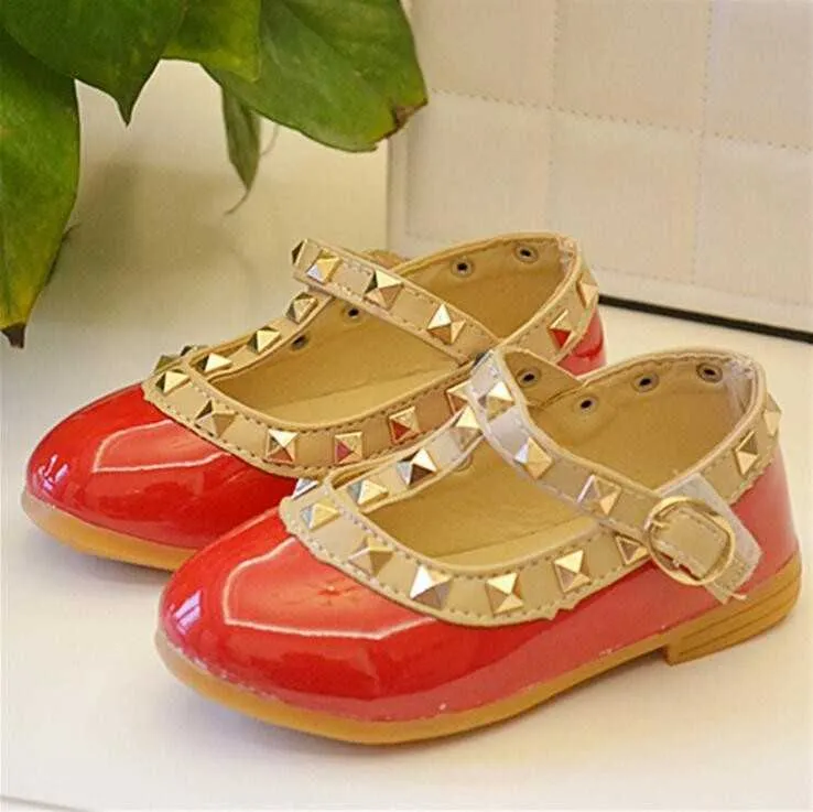 Fashion kids toddler girl clinch leather single shoes children roman styles casual wholesale 26-30 210529