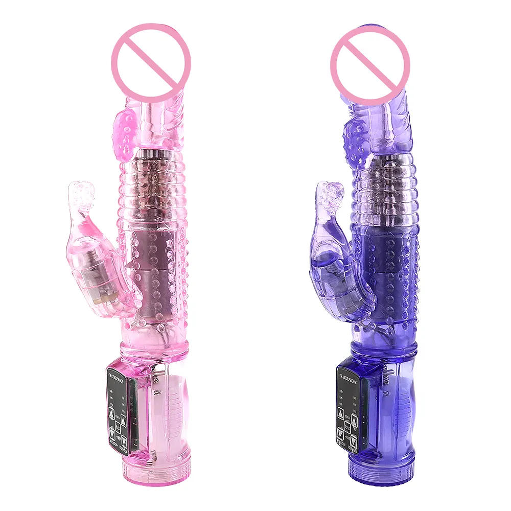 Rabbit Vibrator Realistic Dildo Penis Clitoris Vibrator Estimular massageador de miçanga giratória feminina brinquedo sexual para mulheres253f1579578