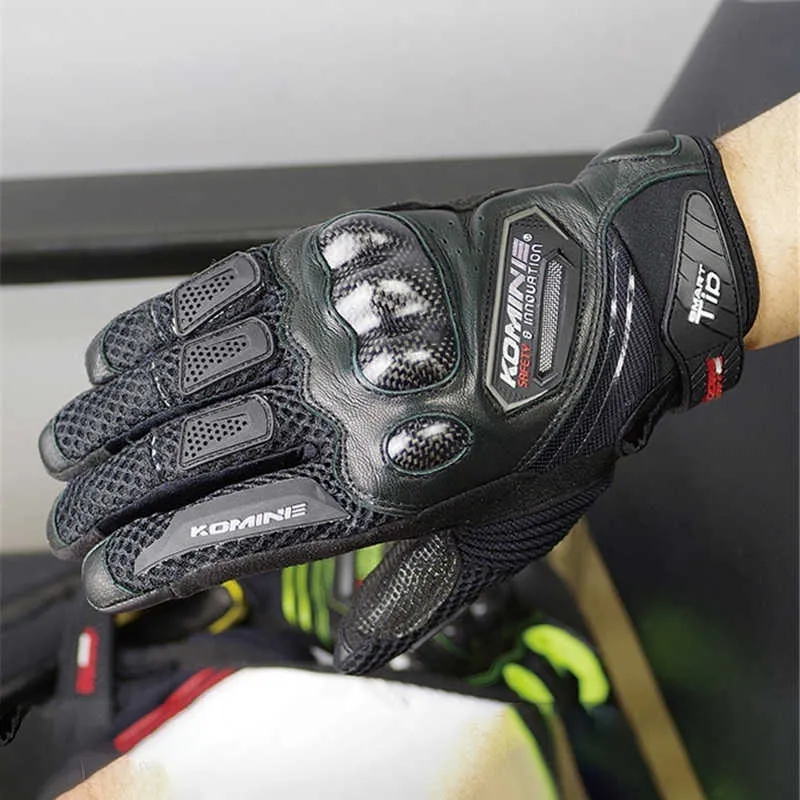 Gants KOMINE GK-167 gants de Moto en maille de Fiber de carbone en cuir respirant 3D gants d'équitation de chevalier 3 couleurs Moto Guantes H1022