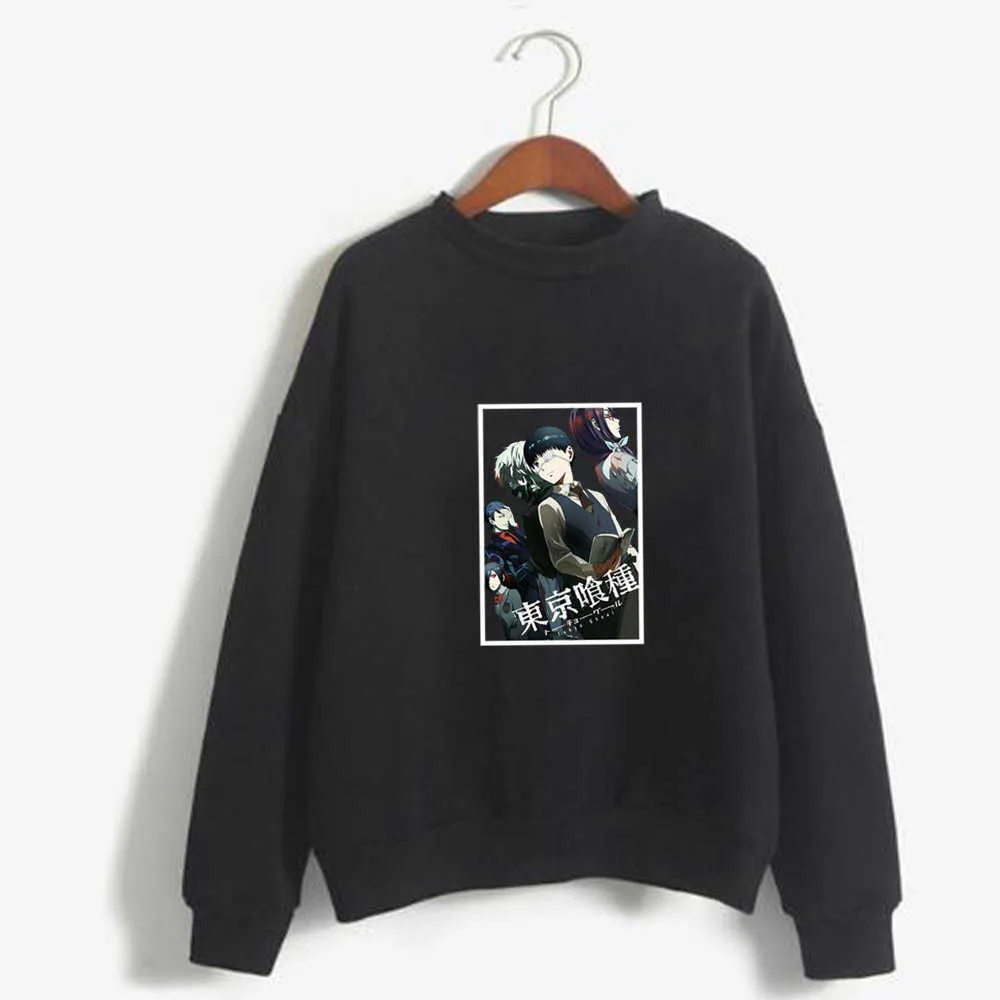 Tokyo Ghoul Felpa con cappuccio O-Collo Manica lunga Autunno inverno Abbigliamento unisex Y0803