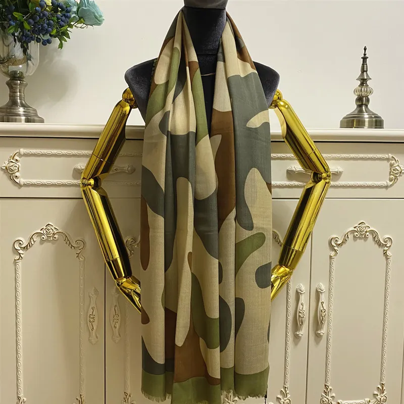 Écharpe longue pour femmes, châle pashmina, bonne qualité, matière 100% cachemire, imprimé motif camouflage, taille 180cm -65cm, 2160