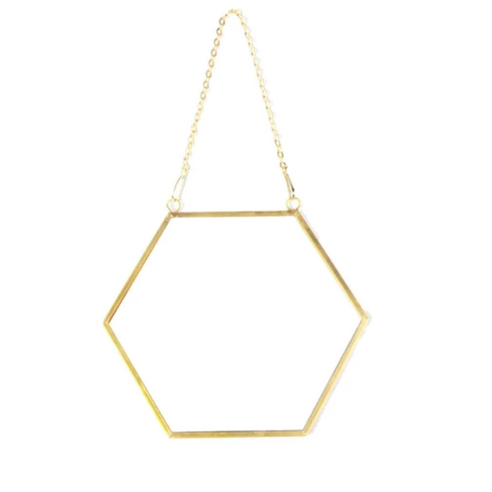 Скандинавское минималистское украшение для дома, геометрическая форма, золото, латунь, шестиугольное зеркало для входа в ванную комнату