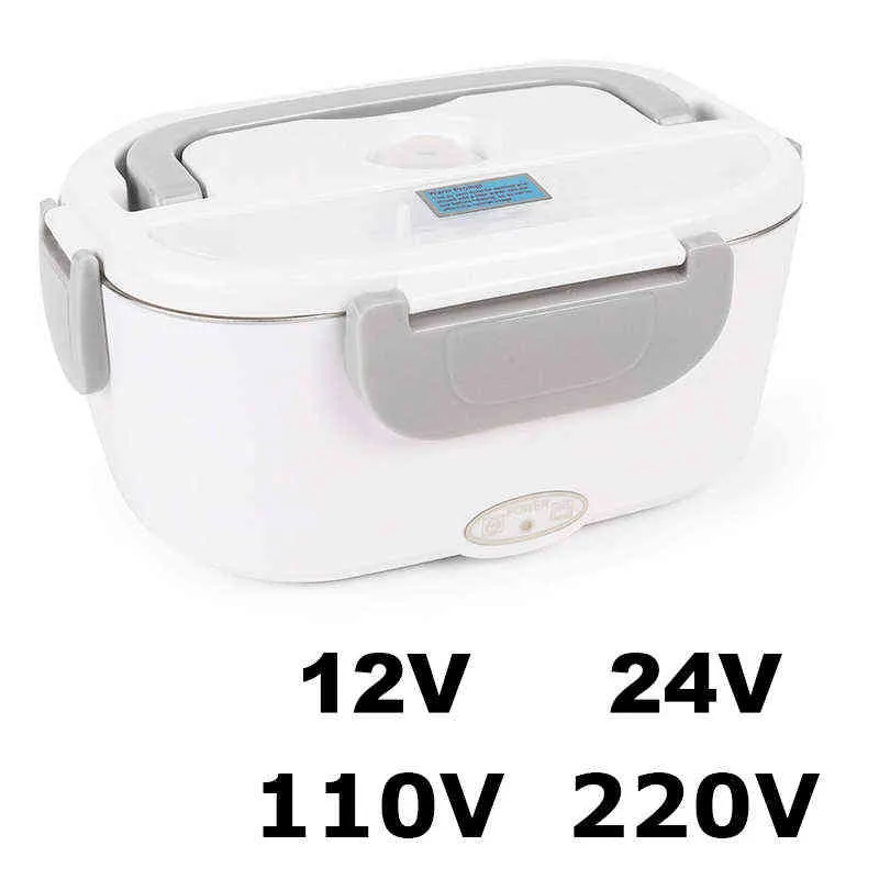 EU US Car Plug Boîte à lunch électrique en plastique 12V 24V 220V 110V Chauffe-aliments Réchauffeur Réchauffeur Bento Boxs 40W Ensemble de vaisselle 211108