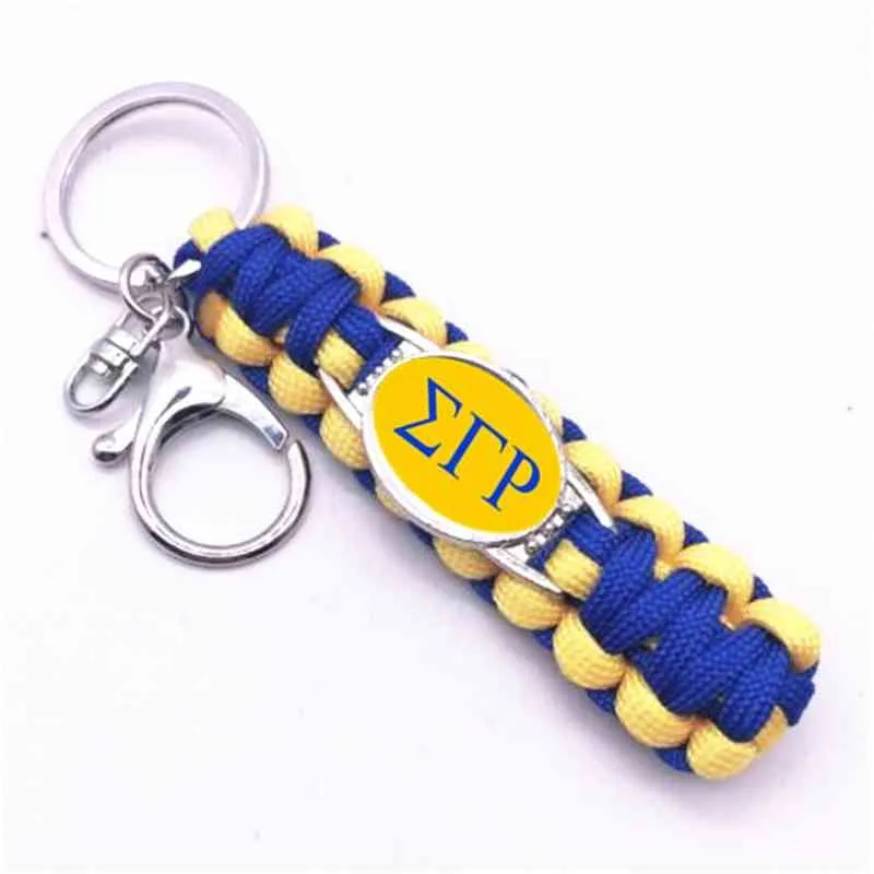 Greek Letters I Love Sigma Gamma Rho Sorority Charm Survival Paracord chain & ring For Man Woman Key Car Bag 