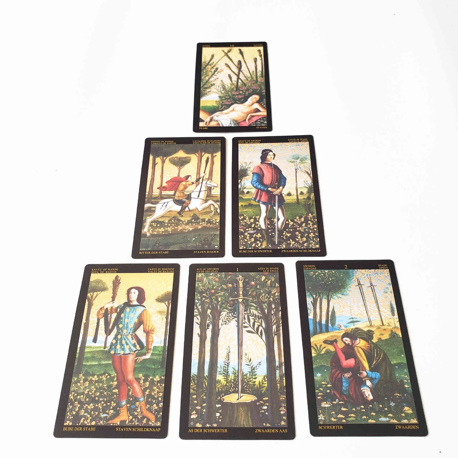 NEUES goldenes Botticelli-Kartenkarten-Tarot-Deck mit Ratgeber, Brettspiel für Erwachsene, Familienorakel für Schicksals-Wahrsagerei