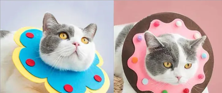 Cat Supplies Fashion Print Design Collier de chat Anti-morsure Serviette de salive Feutre Colliers pour animaux de compagnie XS-L