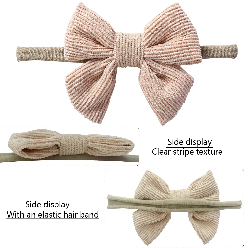 Solid Corduroy Bow Topknot Nylon Hair Bands Elastic Baby Headband Newborn Boys Girls Hair Accessories