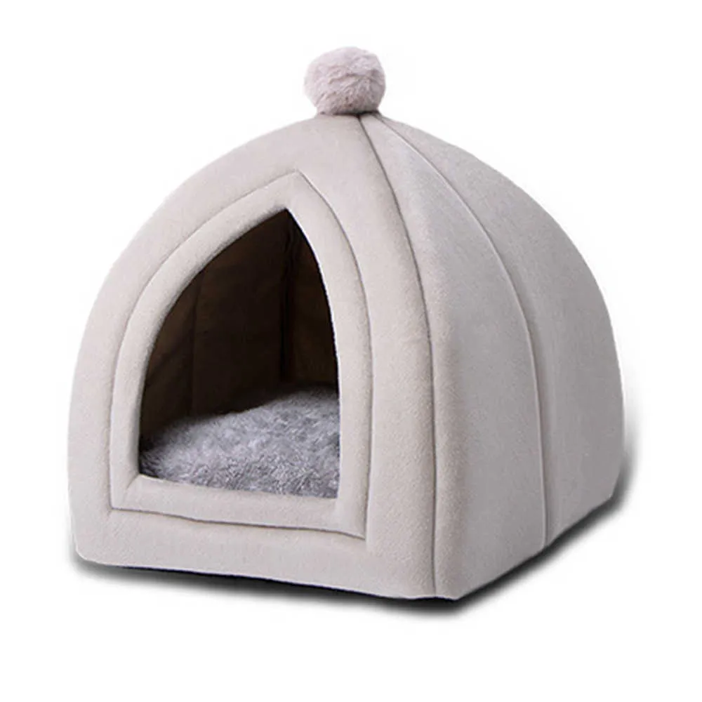 Meraco chaud confortable lit pour animaux de compagnie pliable maison pour DogCat doux chaton nid de couchage chenil hiver grotte pour petit moyen 210915