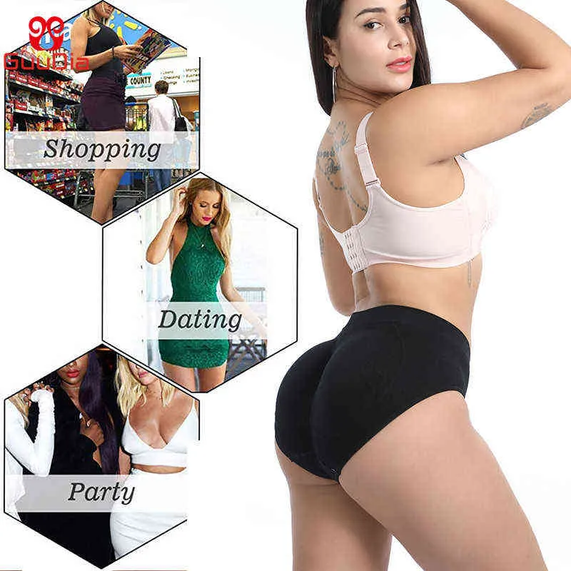 GUUDIA Damen-Shapewear, Gesäßheber, gepolstertes Steuerhöschen, Body Shaper, kurze Hüfte, Enhancer, Shaper, Push-Up, Fake Booty Panty 211112