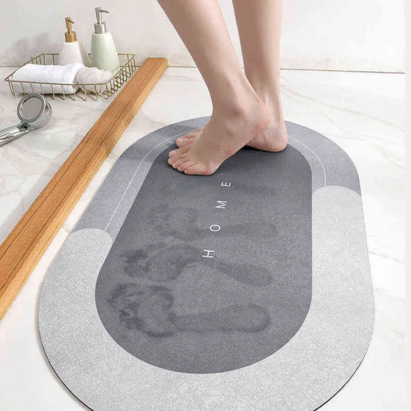 Bathroom Floor Mat Non-Slip Carpet Mat Absorbent Bath Mat Plush Pad Quick Drying Room Rug Entrance Doormat Nappa Skin Home Deco 211109