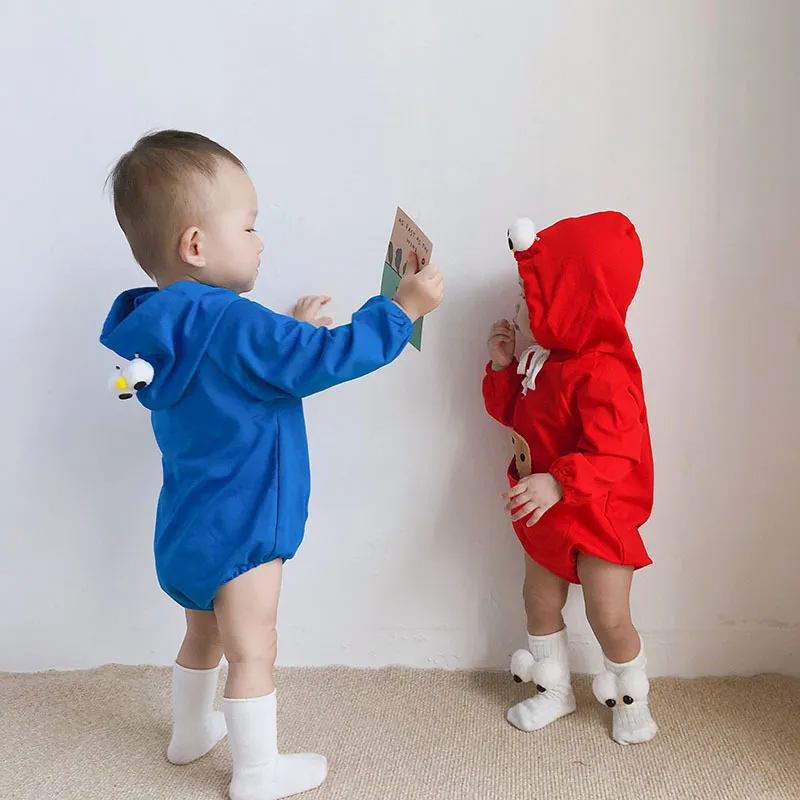 Autunno Baby Girl Tute Style Cotton Felpe con cappuccio a maniche lunghe Fart-wrapped Crawling Suits Abbigliamento 210515