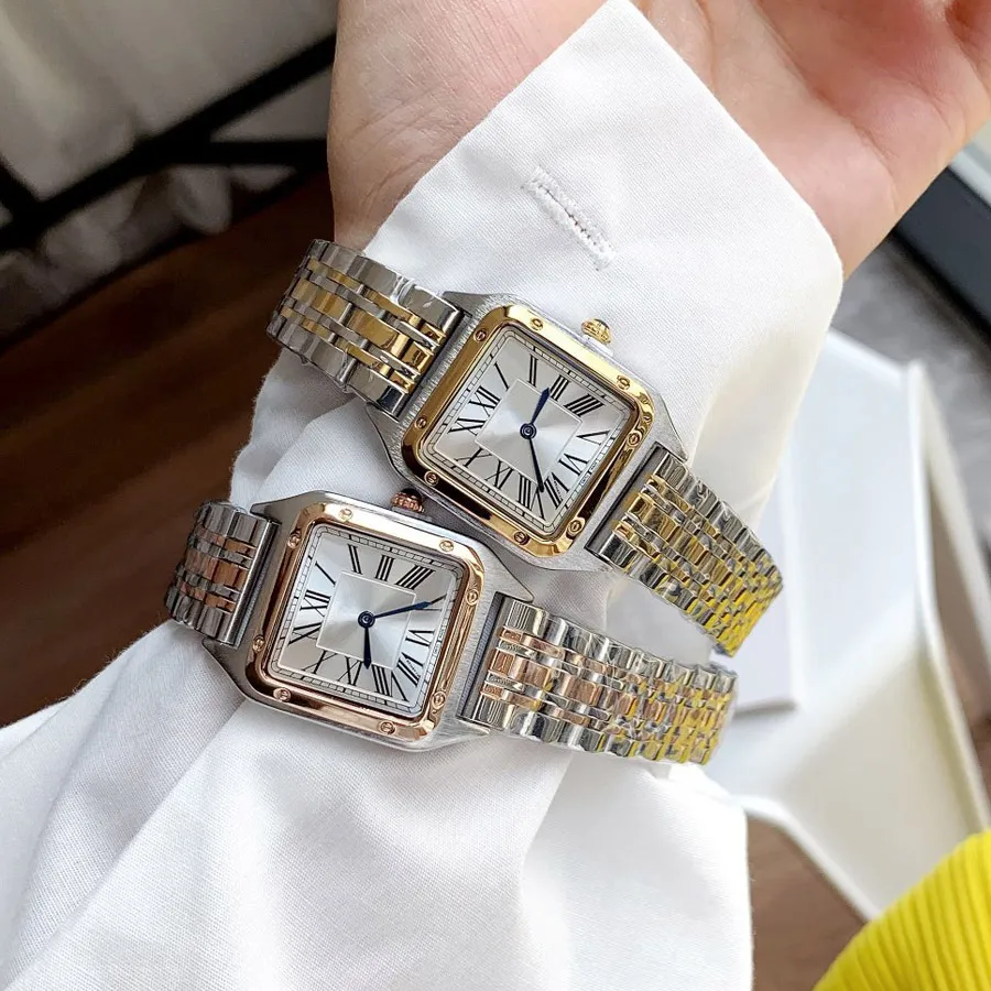 Marque de mode montres femmes dame fille carré chiffres arabes cadran Style acier métal bonne qualité montre-bracelet C65244O
