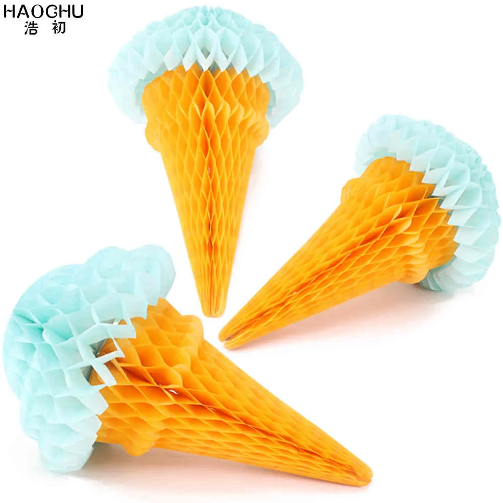 5 unidsforma de helado papel tisú colgante bolas de nido de abeja linternas pompones boda fiesta de cumpleaños decoración del hogar bolas de papel 210408