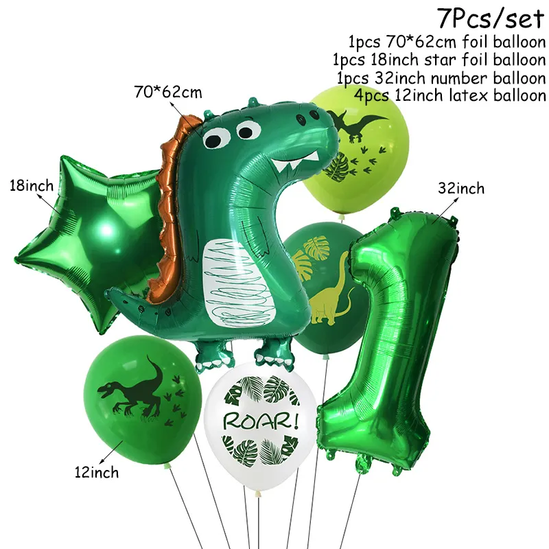 DHL Ship Dinosaur Theme Party Dinosaur Balloon Juego de vajilla desechable Kids Boy Fiesta de cumpleaños Decoración Jungle Party Baby Shower Favor al por mayor