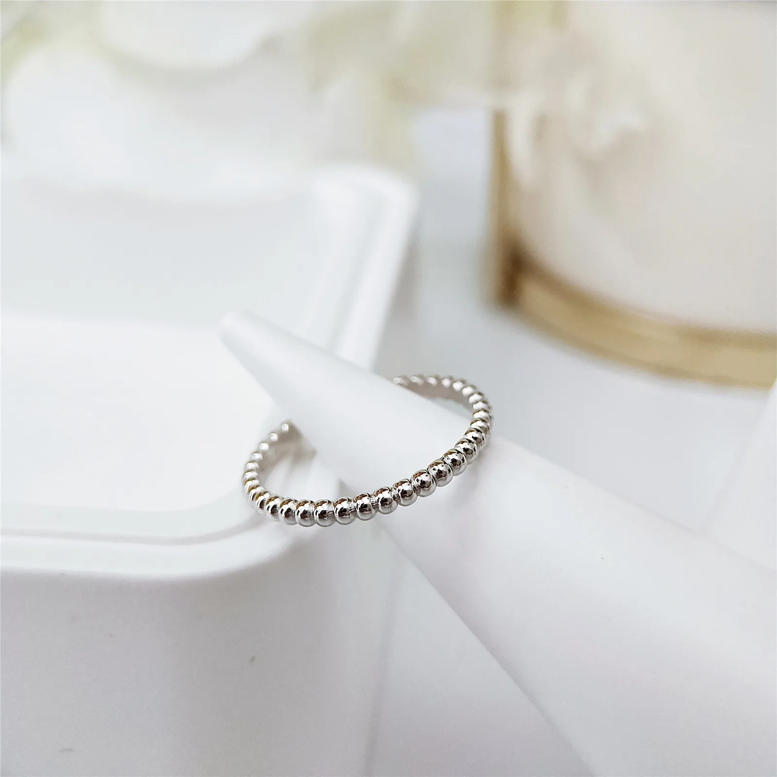 S925 Silver Punk Band Ring في ثلاثة ألوان مطلية للنساء هدية مجوهرات الزفاف لديها Velet Bag PS4518224M