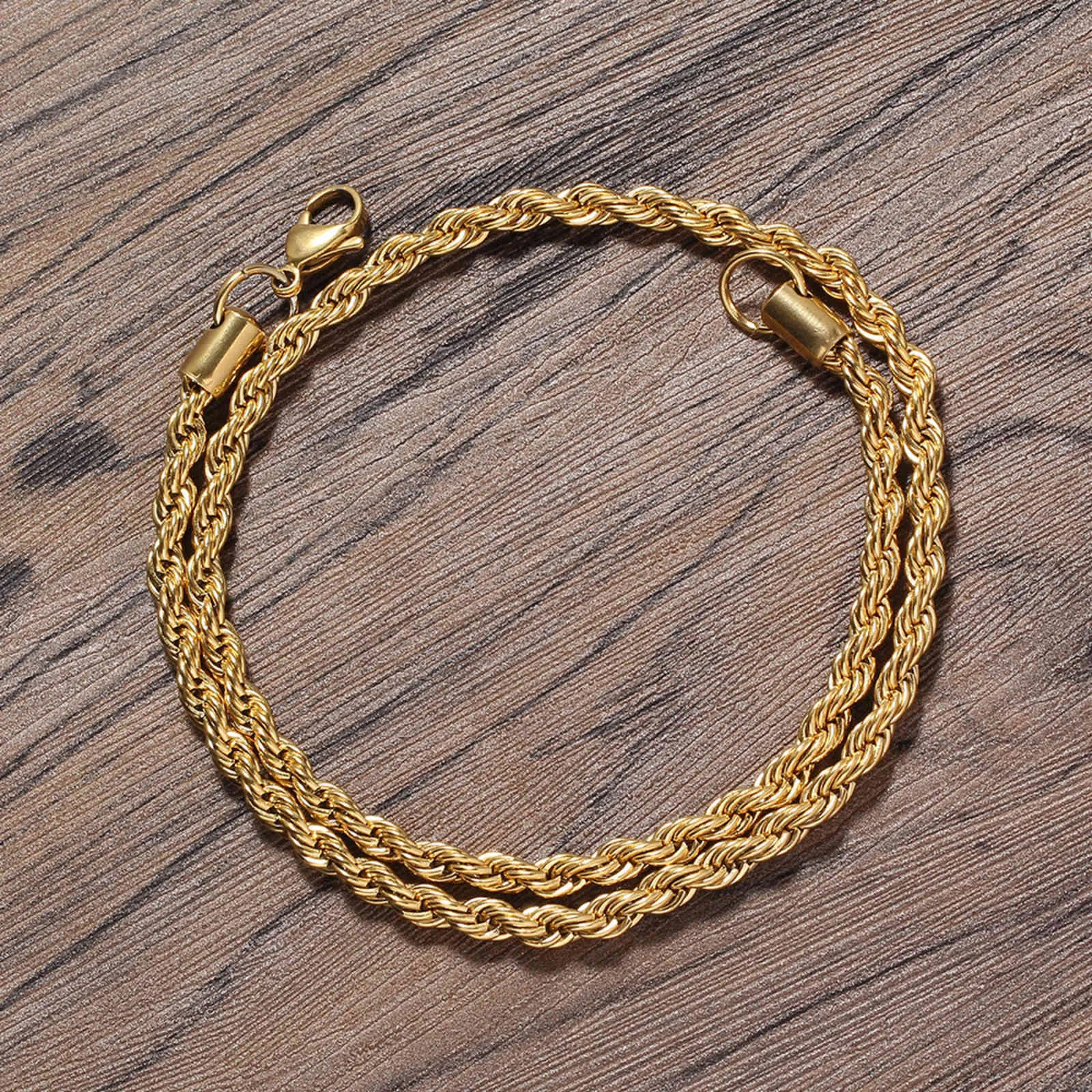 5 mm złote łańcuchy platowane naszyjnik ze stali nierdzewnej łańcuch hiphopowy DIY Rope Biżuterię Biżuterii Długość 16Quot18quot20quot22q1186861