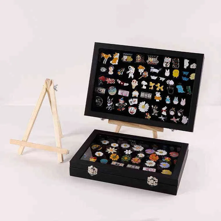 Abzeichen-Aufbewahrungsbox, transparent, staubdicht, Medaillen-Schmuckschatulle, große Kapazität, Brosche, Wand-Display, Rahmen, Pin-Geschenkbox-Kollektion 211110