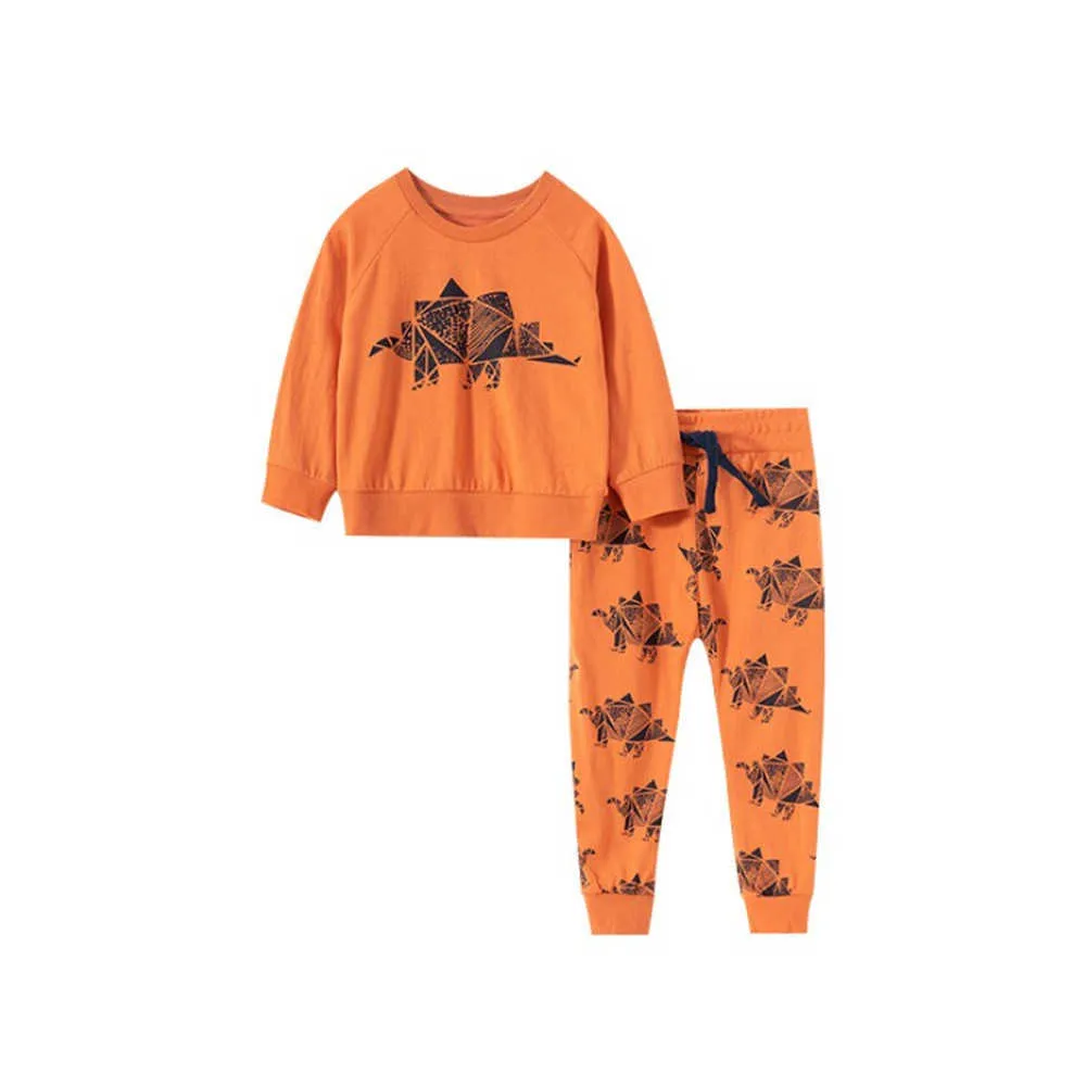 Jumping Metrów jesień dinozaurów bawełniany zestaw odzież dla dzieci Drukuj stroje dla dzieci Garnitury 210529