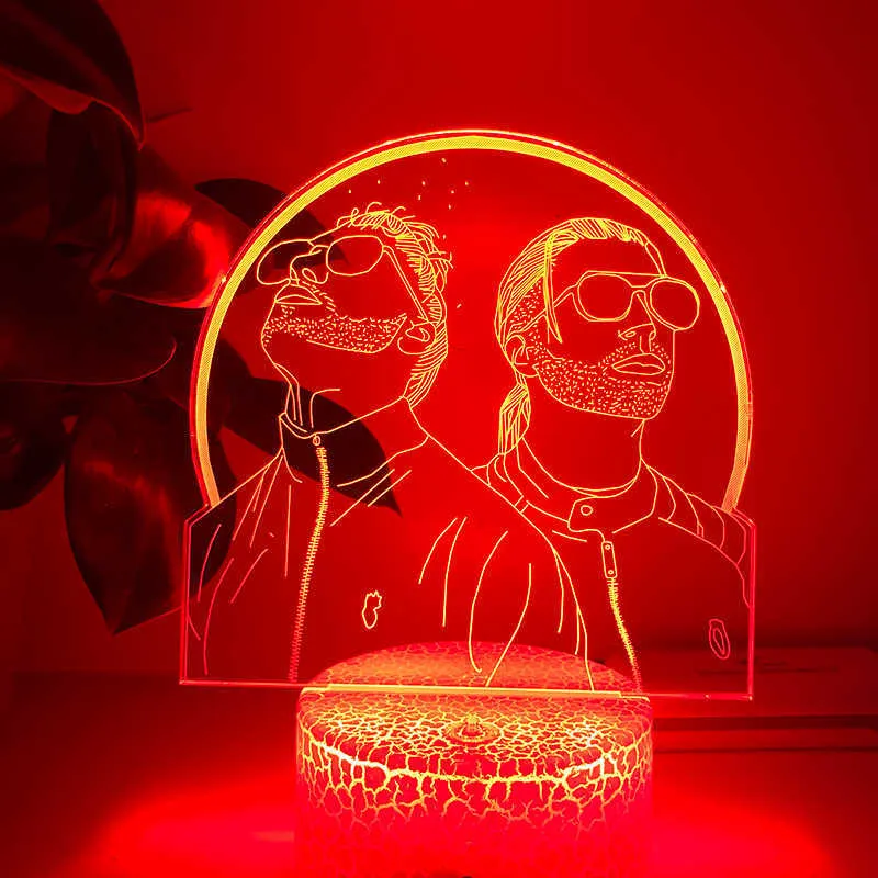 3D LED Night Light Franse rapgroep PNL Home Decor Slaapkamer Cartoon Tafel Veranderende aanraaklamp voor fans Geschenken Licht H09221489609