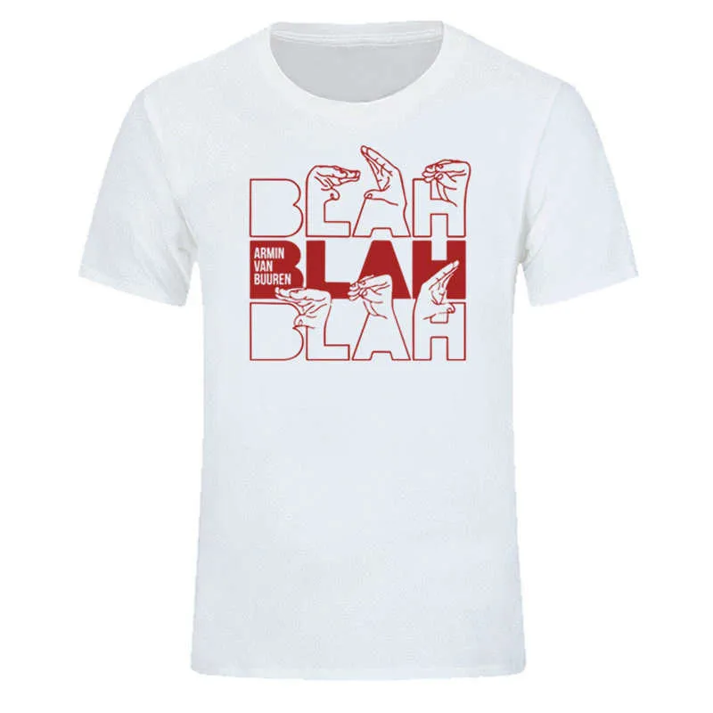 Été ARMIN VAN BUUREN BLAH T-shirt Trance Music Fans Cool Casual T-shirt DJ Hommes Coton À Manches Courtes Plus Taille Tops Tees 210706