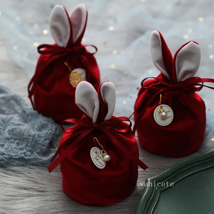 Décorations de Noël Sac cadeau de Noël Sacs de pomme de Noël Oreille de lapin Sac de bonbons Ping An poche de fruits T2I53168