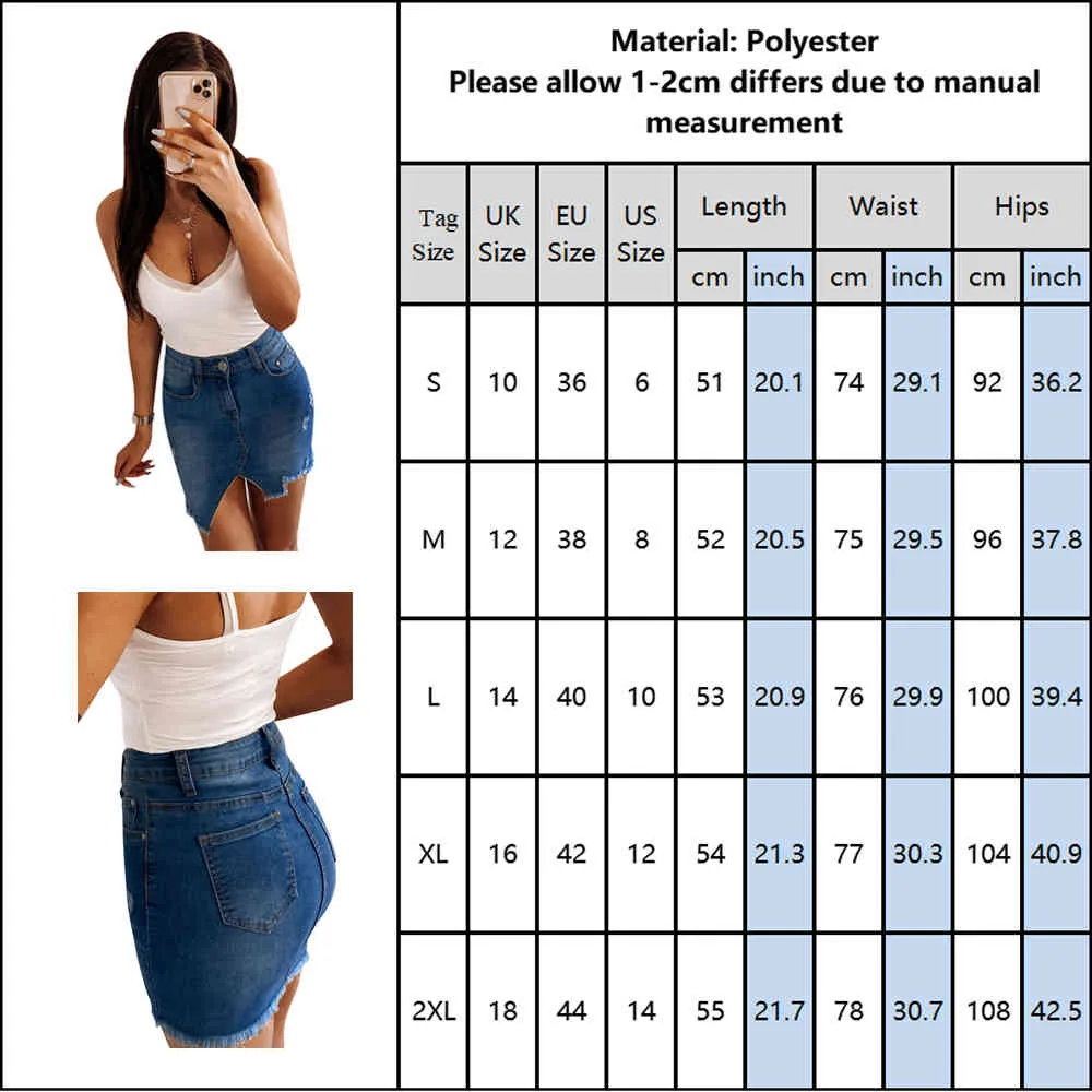 Venda Mulheres Denim Stretch Lápis Casual Saia Verão Feminino Sexy Elástico Bodycon Hip Irregular Acima do Joelho Na Moda Retro Saia D30 X0428