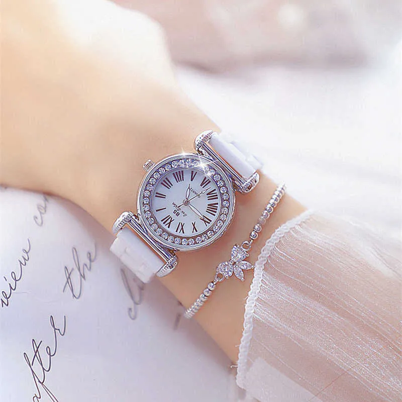Montres pour femmes Marque de luxe Robe de mode Femme Montres en or Femmes Bracelet Diamant Montre en céramique pour fille Reloj Mujer 2105261p