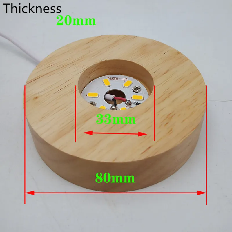 목재 3D 야간 조명 라운드베이스 홀더 LED 디스플레이 스탠드 크리스탈 유리 볼 조명 조명 액세서리 244W