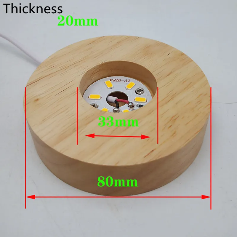 Wooden 3D Night Light Round Base Holder LED Display Stand for Crystals Glass Ball Illumination Lighting Accessories281a