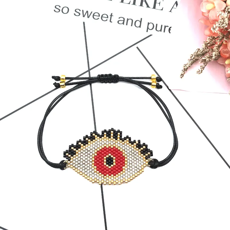 FAIRYWOO exagérer les yeux turcs bijoux de luxe cadeaux faits à la main soeur pour les femmes Bracelet d'amitié