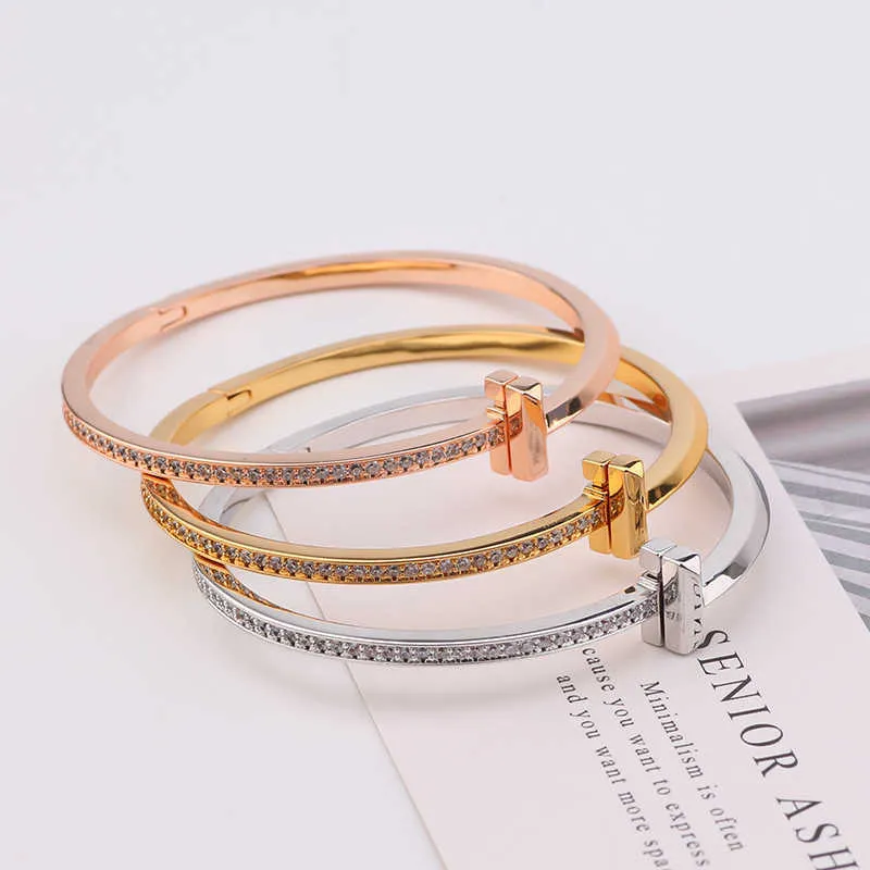 Luxe Manchet Armband Zirkoon Bangle Sieraden Hand Mode Vrouwen Accessoires Schoonheid Polsband Ornament Rose Gold Drop Shipping Q0720