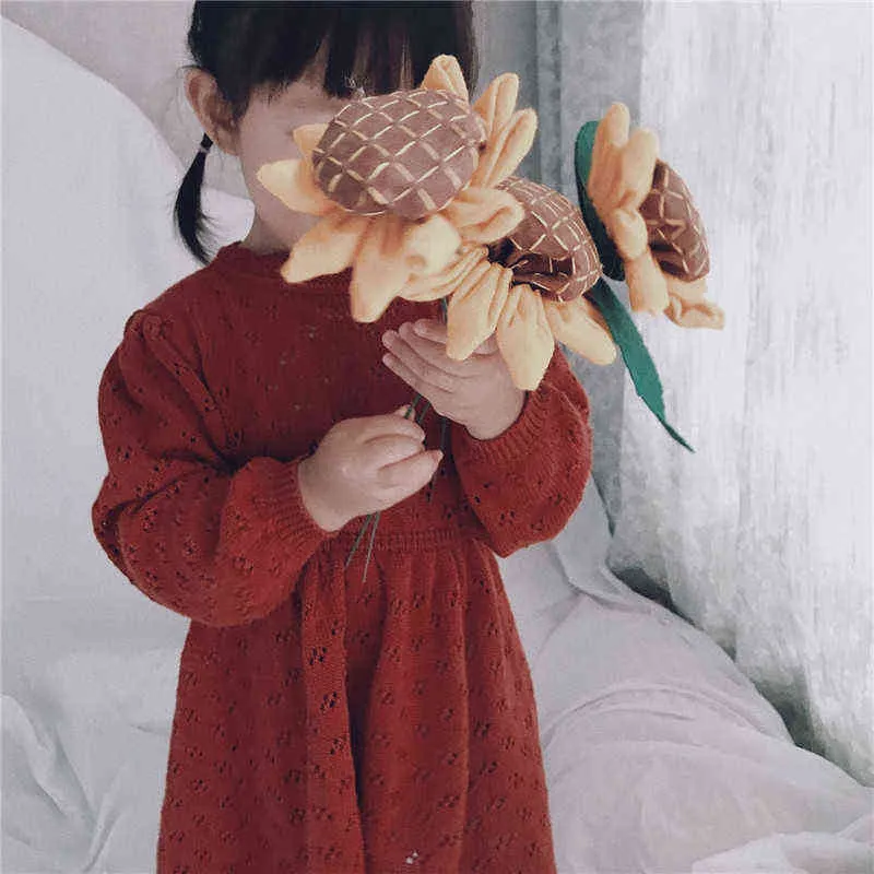Bebe enkelibb малыш девушка зима вязание платье красивый винтажный стиль ребенка полная рукав вязать вечеринка носить весеннюю одежду 211231