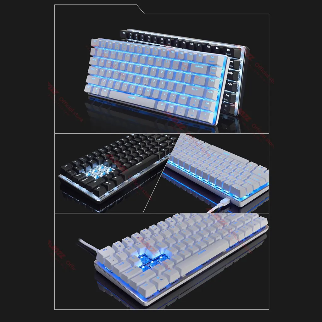 Ajazz AK33 Mekanisk Gaming Black / Blue Switch English Layout 82 Keys Anti-Ghosting Wired Keyboard PC Laptop
