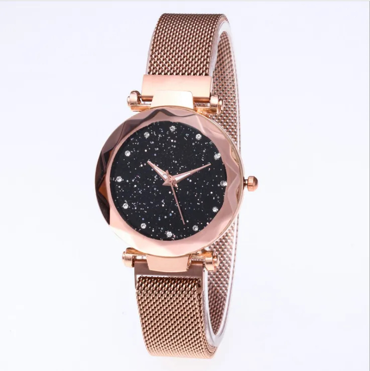 Högkvalitet Diamond Starry Sky Beautiful Quartz Womens Watch Ladies Watches Fahsion Woman Casual Wristwatches185f