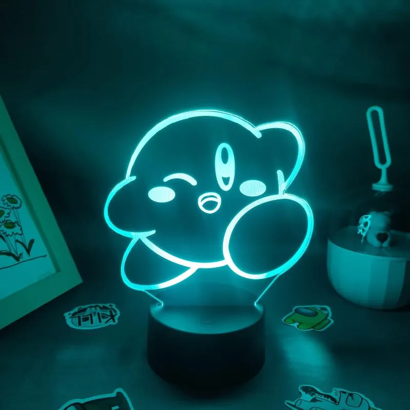 Gioco di luci notturne Kirbys 3D LED RGB Light Colorful Birthday Regalo bambini bambini Bambini Lava Lampada Lampada Gaming Room Decoratio272Q