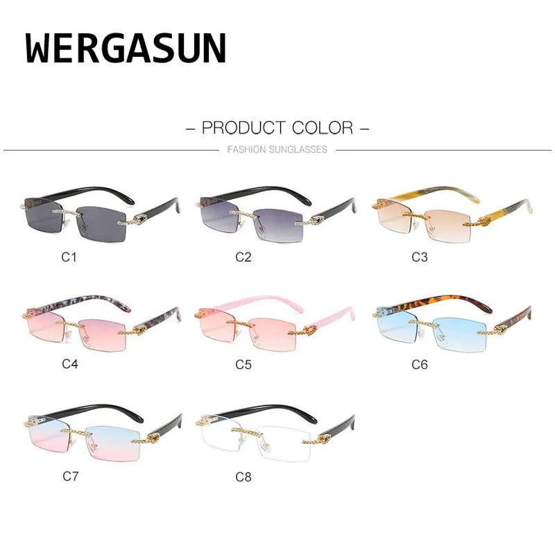 Солнцезащитные очки в стиле ретро, женские брендовые дизайнерские солнцезащитные очки без оправы с бриллиантами, очки со стразами, женские безрамочные очки229d