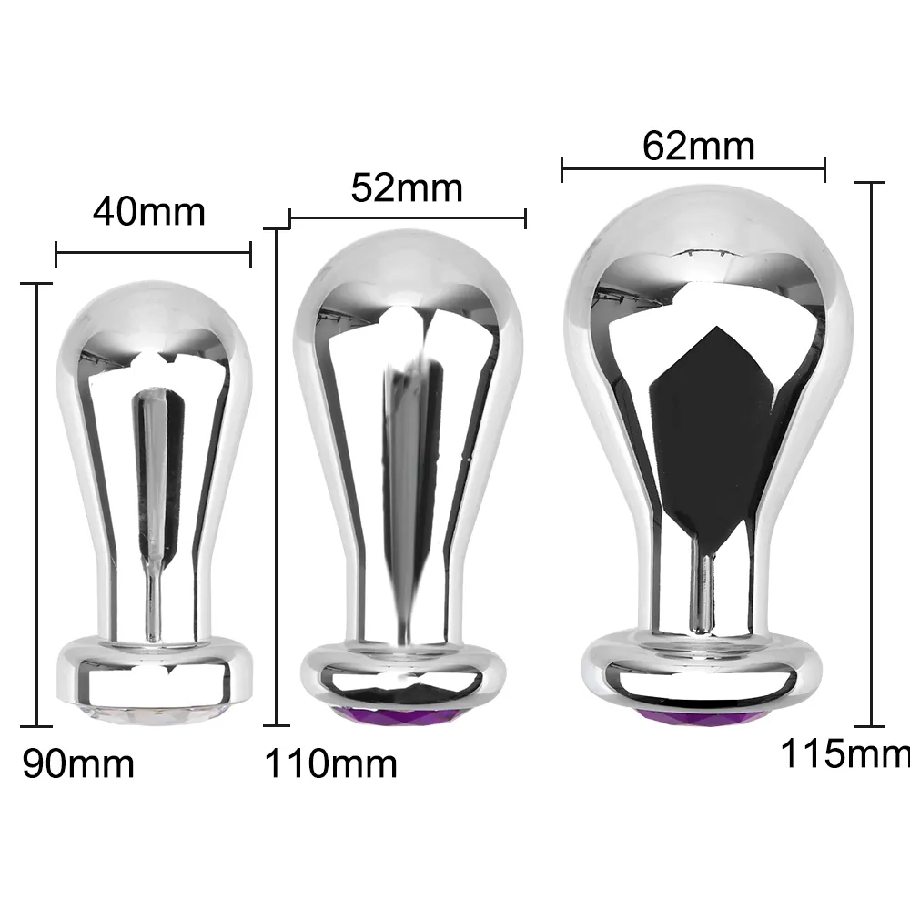 Super large size huge aluminium alloy jewel crystal anal beads butt plug ball insert sex toy men and women adult products X04017504631