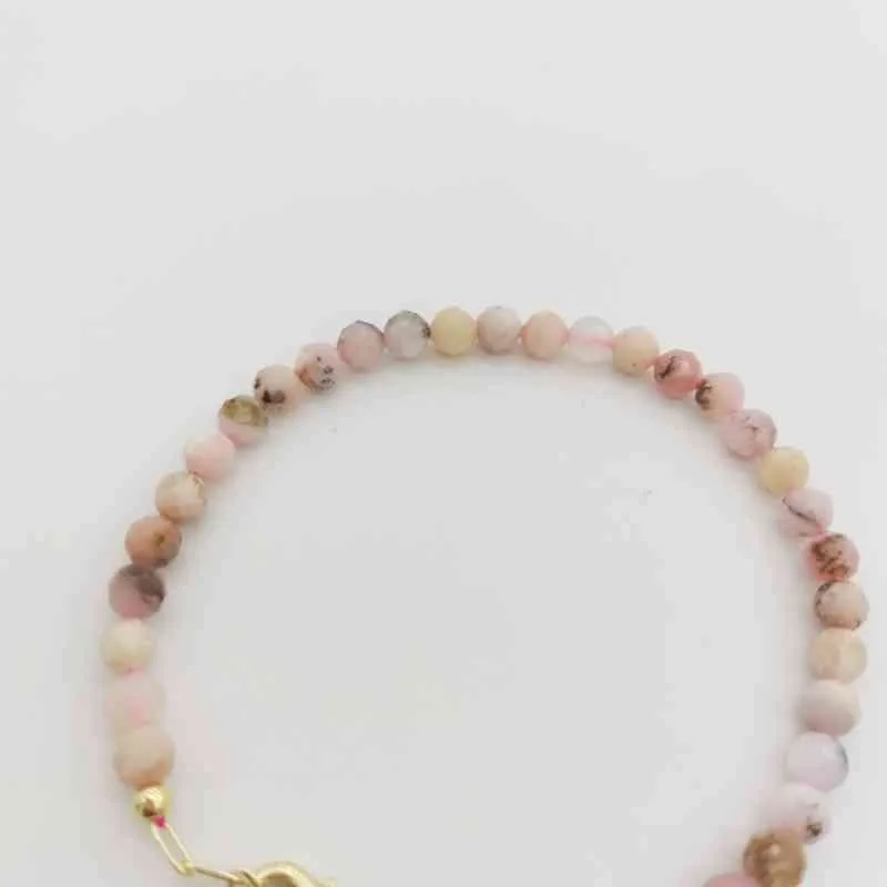 Faceted Pink Opal Bracelet Genuine Gemstone Delicate Adjustable 14K Gold Filled Natural Ston Pulsera Mujer Women BOHO Bracelet