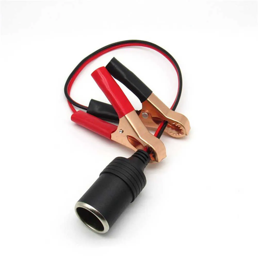 12V-24V Car Cigarette Lighter Female Terminal Alligator Clip Extension Connector Clip-on Battery Adapter Car Extension Cord225e