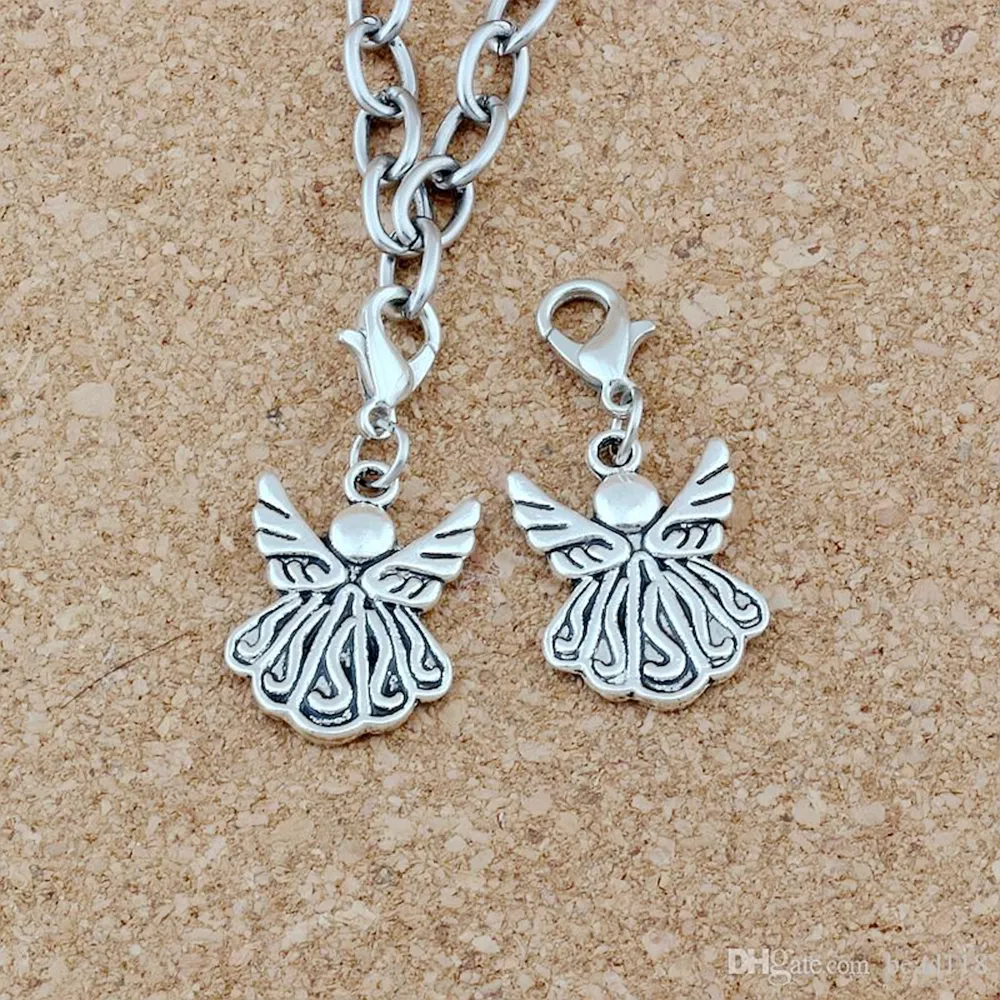 100 pezzi argento antico ala di angelo aragosta fermagli pendenti con ciondoli creazione di gioielli braccialetto collana accessori fai da te 15x35 5mm A-49282w